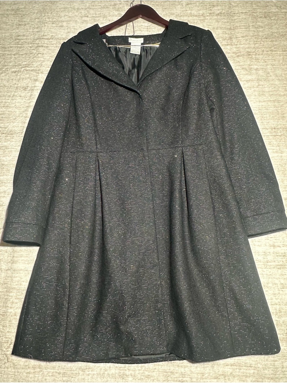 Worthington Black Sparkle A-Line Pea Coat